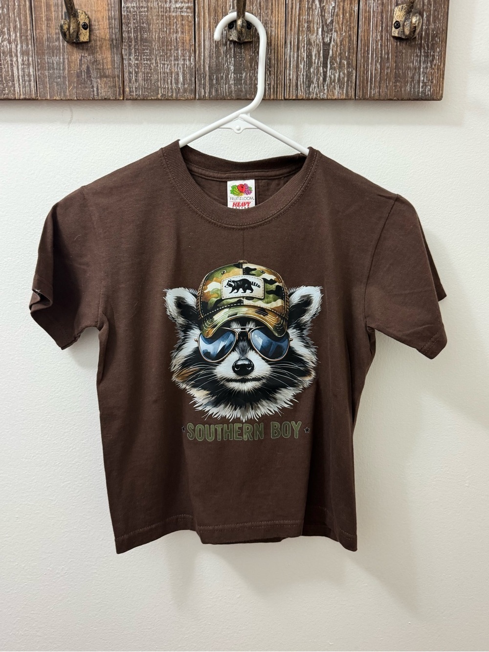Fruit of the Loom Brown Kids Short-Sleeve Raccoon Graphic Tee